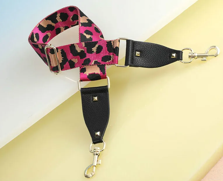 Hot Pink Новые Красочные леопардовые холщовые ширина сумки ремень Сменные плечевые ремни Регулируемый через плечо ремень кошелек Ремни Аксессуары - Цвет: Hot Pink