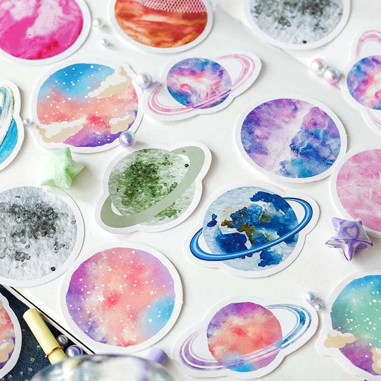 45PCS/box Hot Sale Planet Earth Pluto Moon Mini Memo Pad N Times Sticky Notes School Supply Bookmark DIY Album Seal Sticker Gift