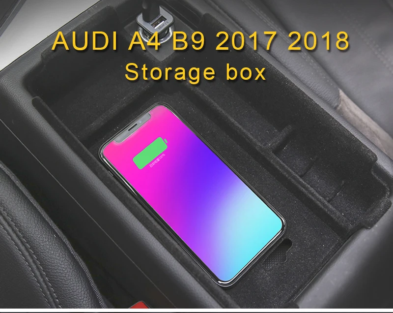 Карманго для Audi A4 A5 S4 S5 B9 Автомобильная Беспроводная зарядка центральный подлокотник коробка для хранения Органайзер аксессуары для интерьера