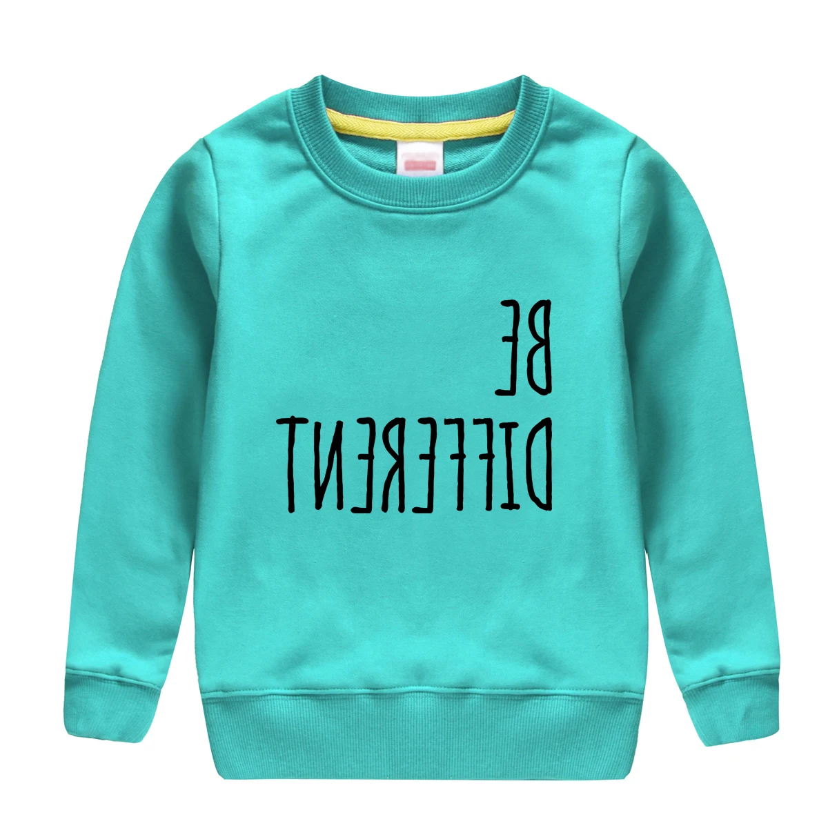 Be different/ г. Новая модная теплая хлопковая толстовка худи Топ для маленьких мальчиков и девочек, мягкий полувер, дизайн для детей от 4 до 13 лет, Детская футболка - Цвет: light green