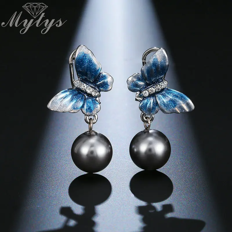 Ожерелье с подвеской и серьги Mytys набор для женщин ручной работы искусство синяя