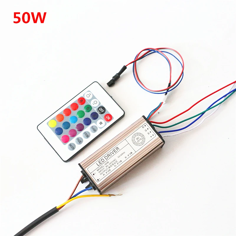 AC 85-265V 110V 220V DC/DC 24 V-38 V 10W 20W 30W 50W 100W IP67 Водонепроницаемый один Цвет RGB прожектор чип светодиодный драйвер