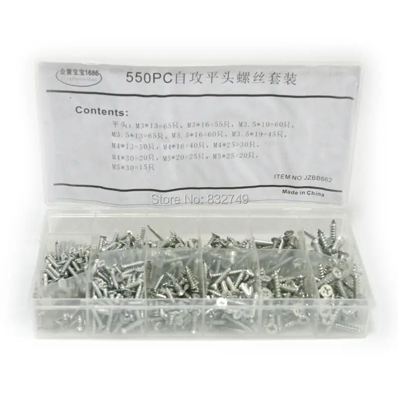 550 шт оцинкованное покрытие с плоской головкой винты по дереву саморезы латунные