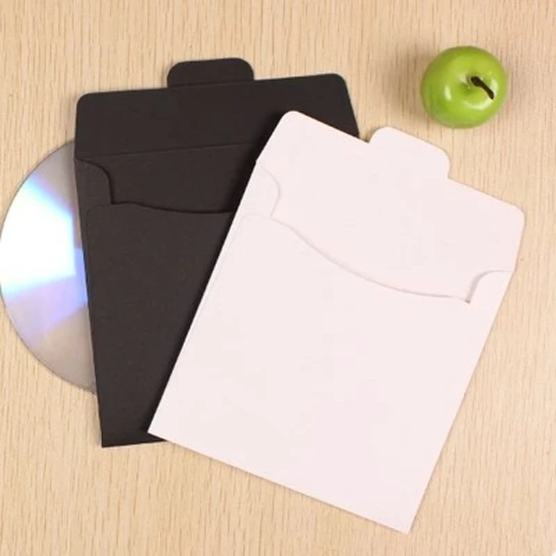 Черный и белый диск бумажный конверт мешок CD DVD обложка наборы сумка 10 шт./лот 12 5*12