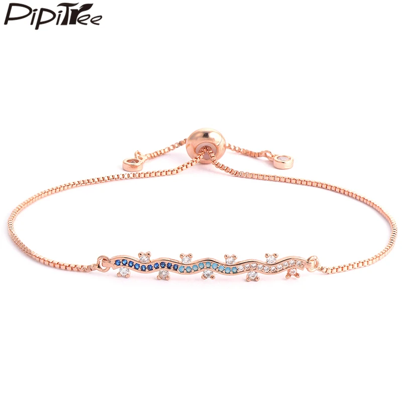 Pipitree волна длинная палочка Очаровательная коробка цепочка браслет для женщин