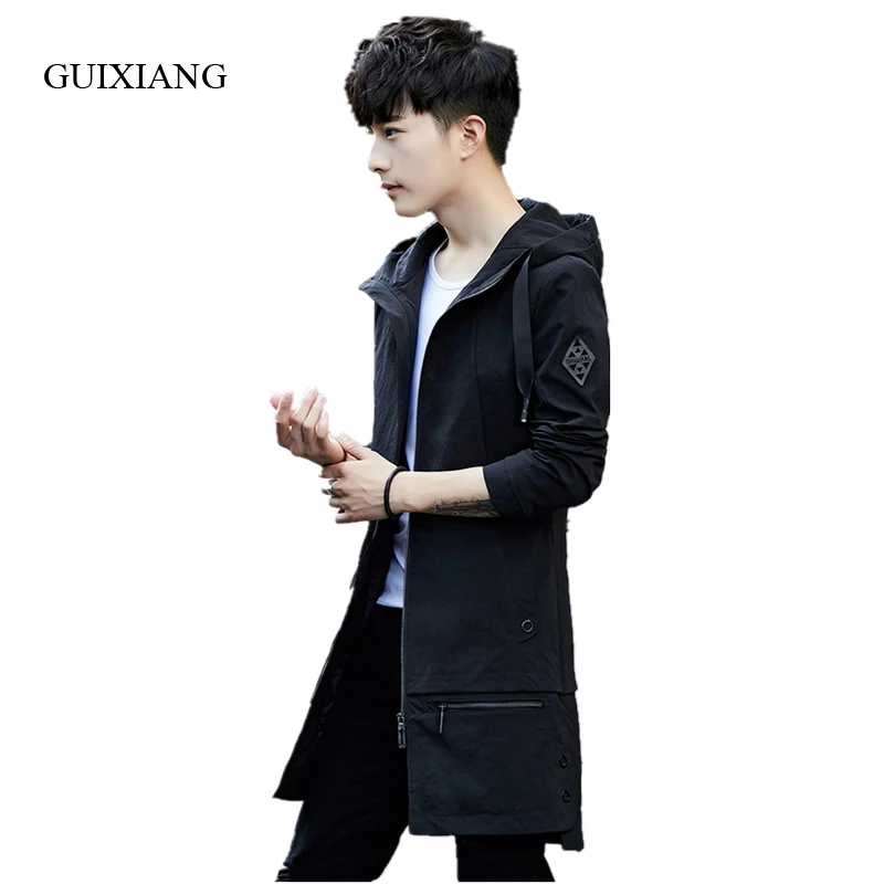 

2019 New Arrival Spring And Autumn Style Men Boutique Trench Coat High Quality Zippers Thin Solid Jacket Coat Large Size M-4XL