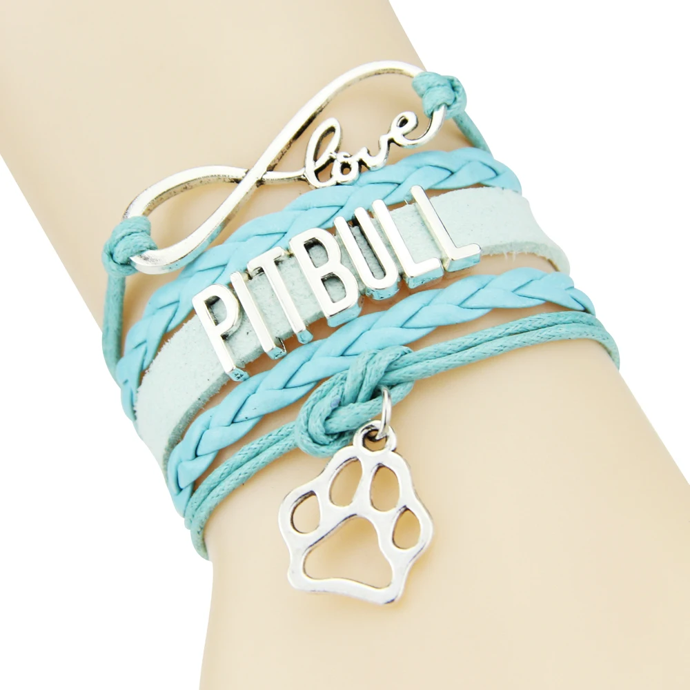 Браслет Fiashion Infinity love PITBULL из веревочной кожи с собачьей лапой очаровательные