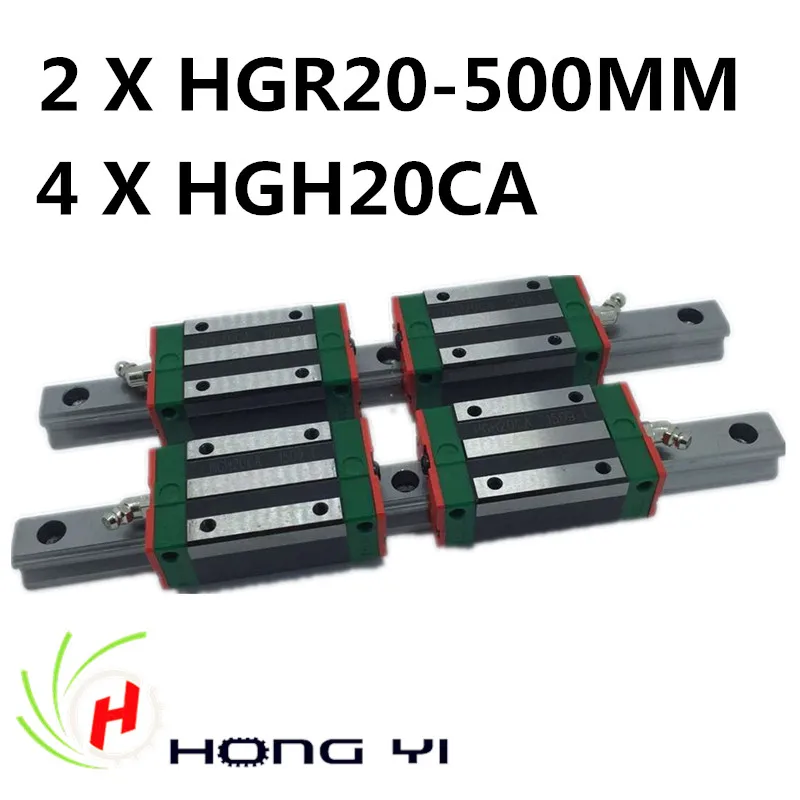 HGR20 линейные рельсы 2 шт. HIWIN Carril линейный рельс 500 мм + 4 рельсовый блок HGW20CA HGH20 для