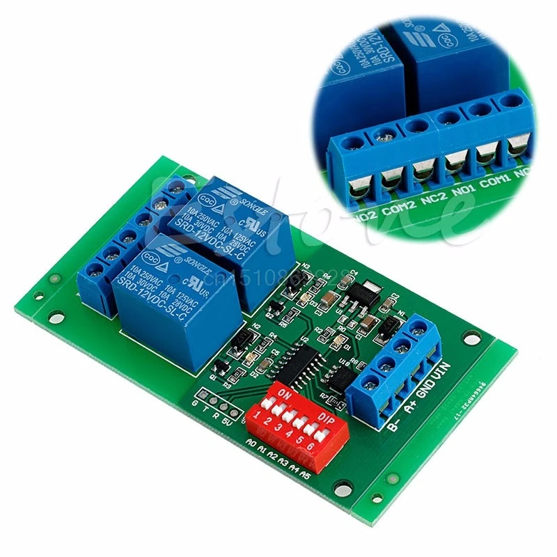 1 шт. 2 канала RS485 релейная плата Modbus RTU в DC 12 В Модуль командного переключателя PLC мотор