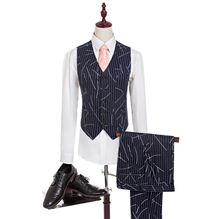 Полосатые тканевые смокинги для жениха новый дизайн костюм Свадебный на заказ