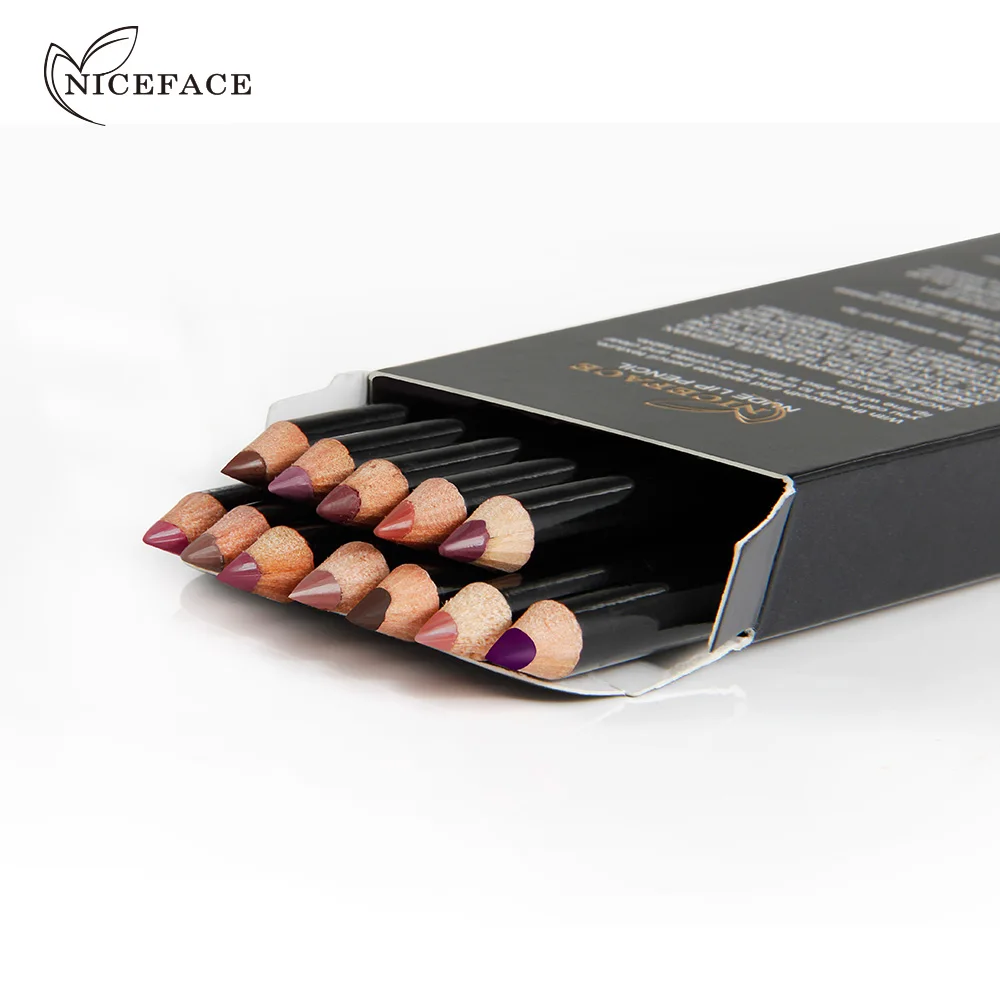 NICEFACE 12 цветов Водостойкий карандаш для макияжа губ матовый инструменты