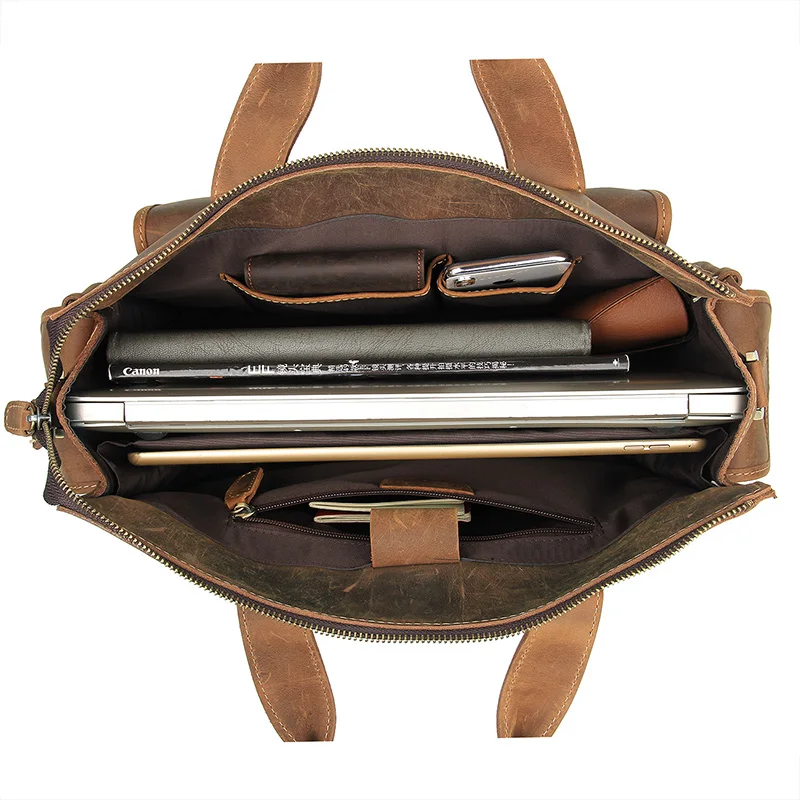 Мужской портфель из натуральной кожи с двумя ручками 7106B/7106R|leather briefcase|crazy horse leather