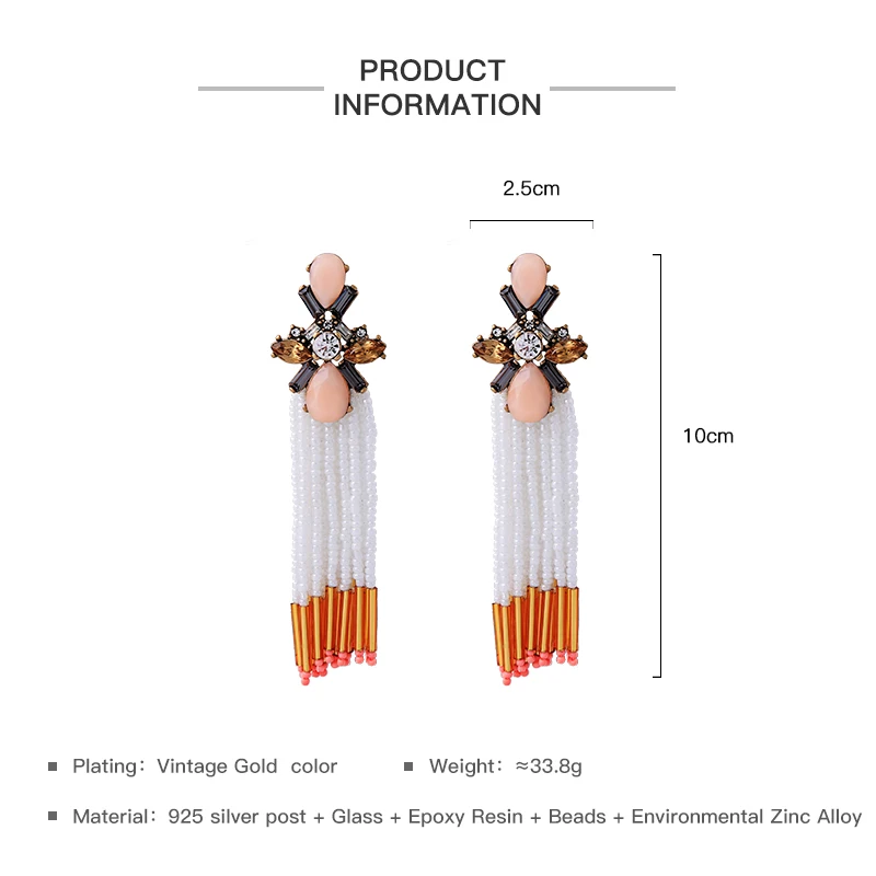 Серьги в богемном стиле этнические Винтажные висячие серьги с бусинами