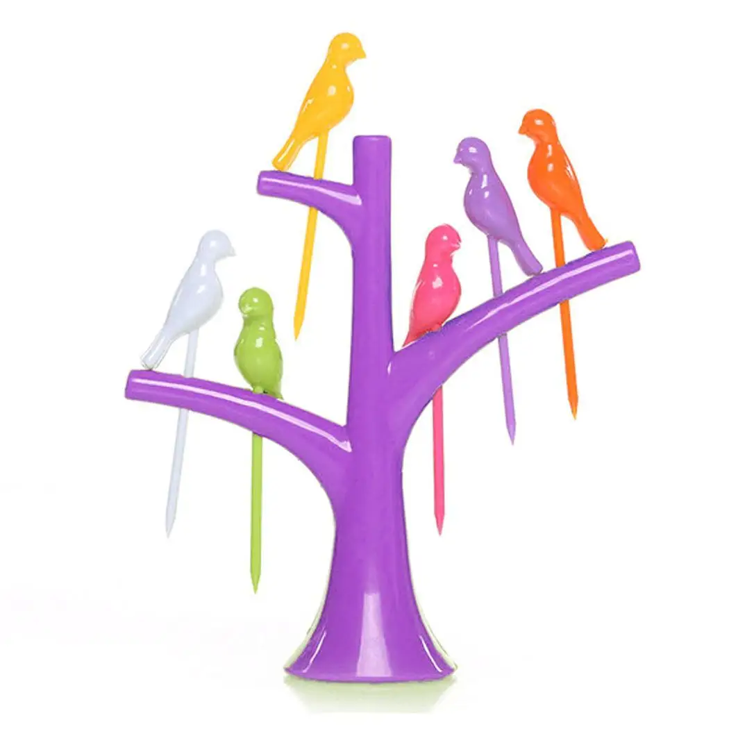 Creative Tree Shape Holder Rack Bird Fruit Snack Dessert Eco-friendly and nontoxic Forks Home | Дом и сад