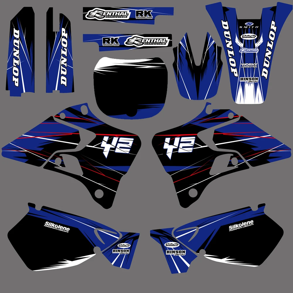 Команда Графика Фоны наклейки комплект для Yamaha YZ125 YZ250 YZ 125 250 1996- 1997 1998 1999 2010 2011 2012 2013