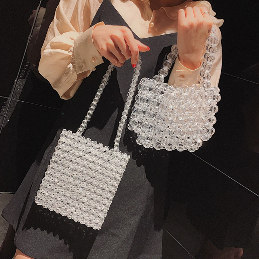 Роскошные прозрачные акриловые вечерние сумки с бусинами женские элегантные