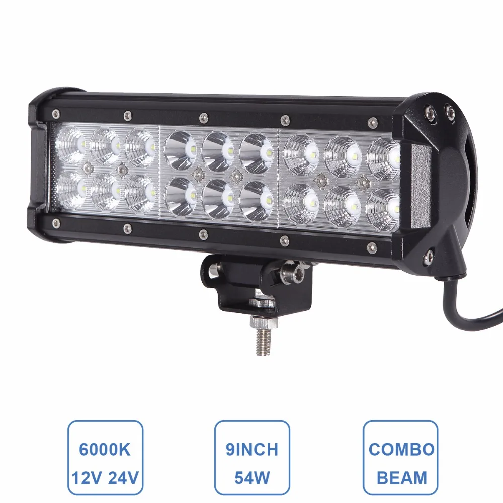 9 дюймов 54 Вт внедорожный светодиодный светильник для работы 12 в 24 В