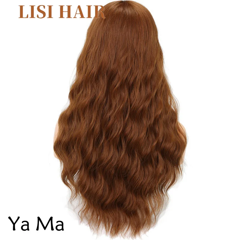 9146YaMa LISI HAIR 2" длинные смешанные коричневые женские парики с челкой водная волна Жаростойкие синтетические парики для женщин афро-американские - Цвет: 9146YaMa
