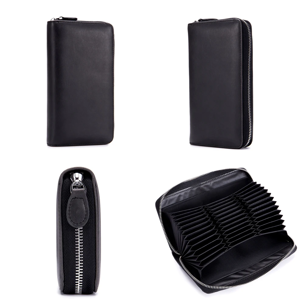 Вместительный кошелек унисекс с держателем для карт RFID из натуральной кожи