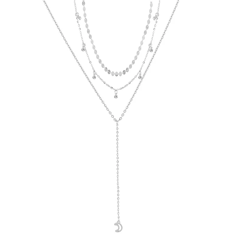 3 шт./компл. Бохо Луны круглый кристальная цепочка подвеска из серебра Цвет