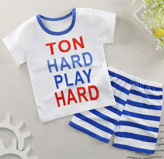 summer baby clothing set T shirts ans short trousers cotton knitted print fabric 70cm to 105cm height | Детская одежда и обувь