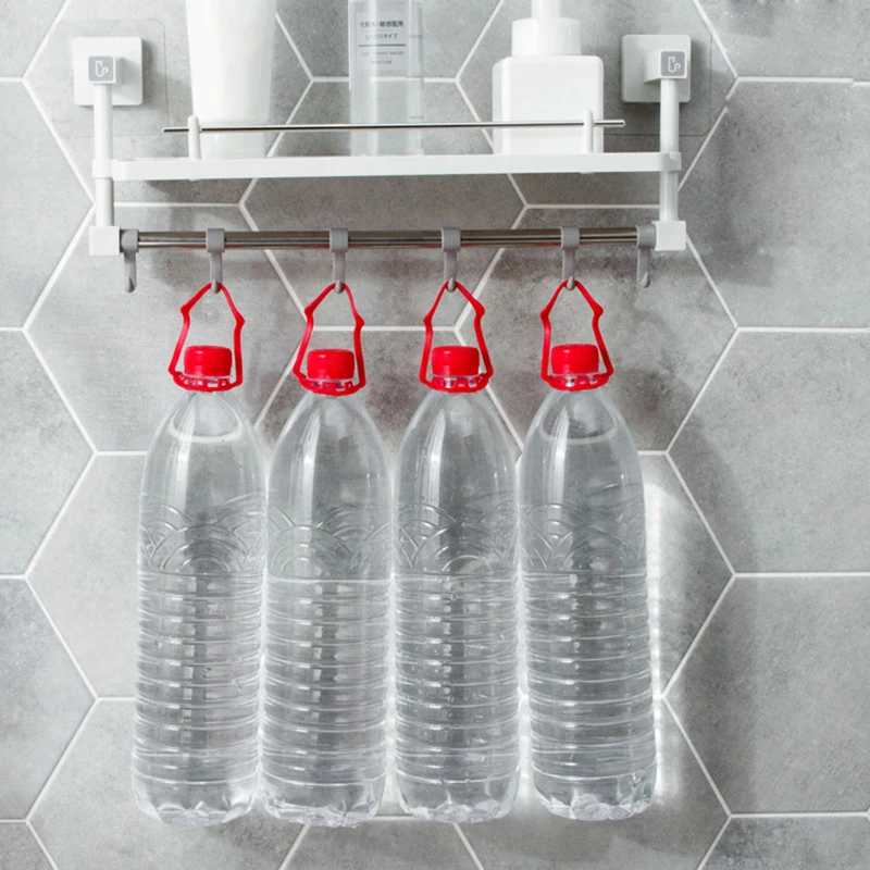 Полка для ванной комнаты с подвижными крючками пластиковые стеллажи хранения из