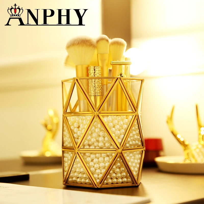 ANFEI Золотая стеклянная Кисть для макияжа держатель хранения ювелирных изделий