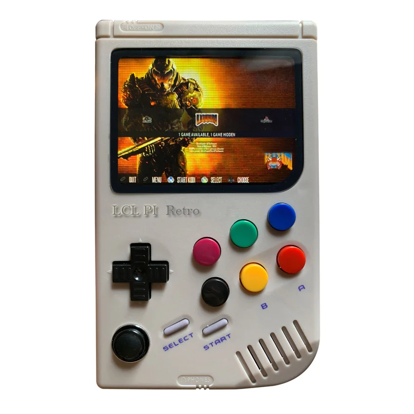Grayish white LCL-Pi Ретро Raspberry Pi для портативной игровой консоли gameboy с супер ips/ударный джойстик/мальчик pi 3B/B+ 64 г классический цвет - Цвет: Grayish white