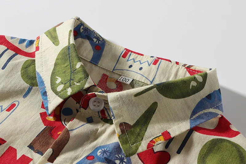 Летние рубашки для мальчиков с коротким рукавом и принтом животных богемная