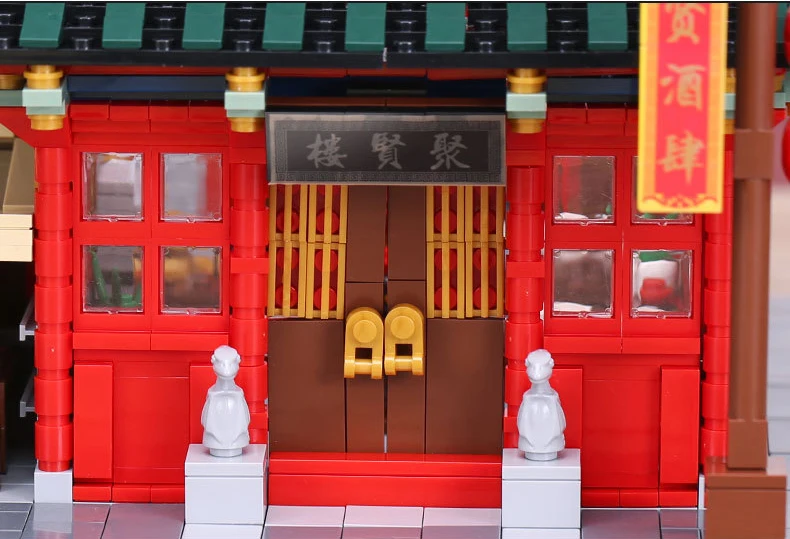 Горячий вид на улицу города Chinatown Juxian Ресторан Moc строительные блоки рикша