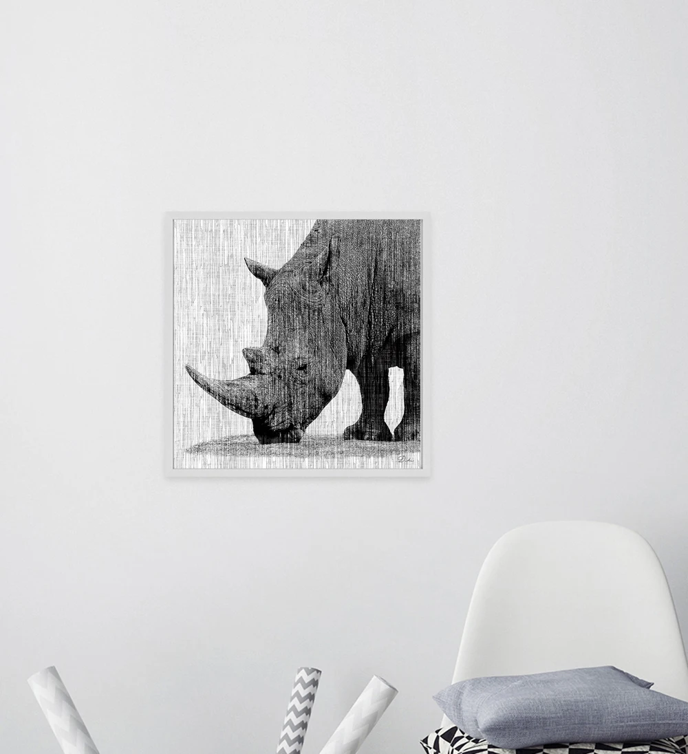 Картина маслом на холсте Power of a Rhino Модный Рисунок большого размера без рамки для