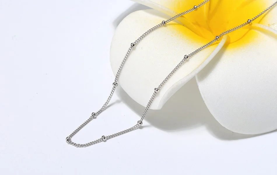 ORSA JEWELS Чистая 925 боковая цепочка с маленьким шариком длиной 45 см, простая модная женская цепочка из стерлингового серебра, ювелирные аксессуары SC22