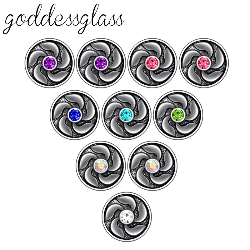 Beauty 10pcs mixed Round Flowers pattern 12mm snap buttons fit bracelet jewelry wholesale KZ9119 | Украшения и аксессуары