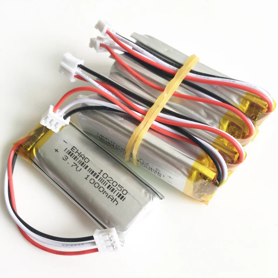 5 шт. 1000 мАч 3 7 В литий-полимерная lipo аккумуляторная батарея JST PH 2 0 мм 3Pin 102050 для