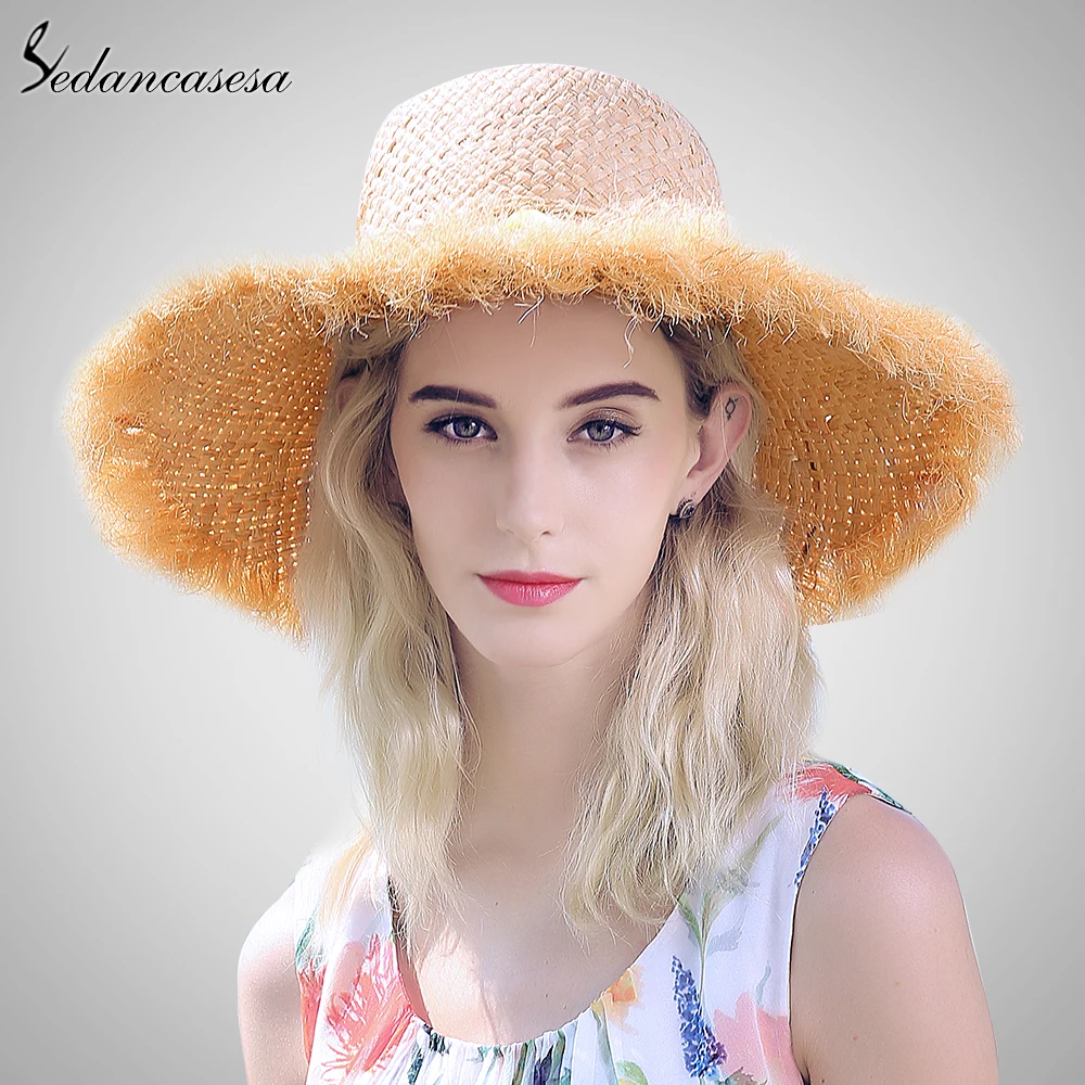 Летняя Пляжная Шляпа женская с широкими полями женские солнцезащитные шапки для