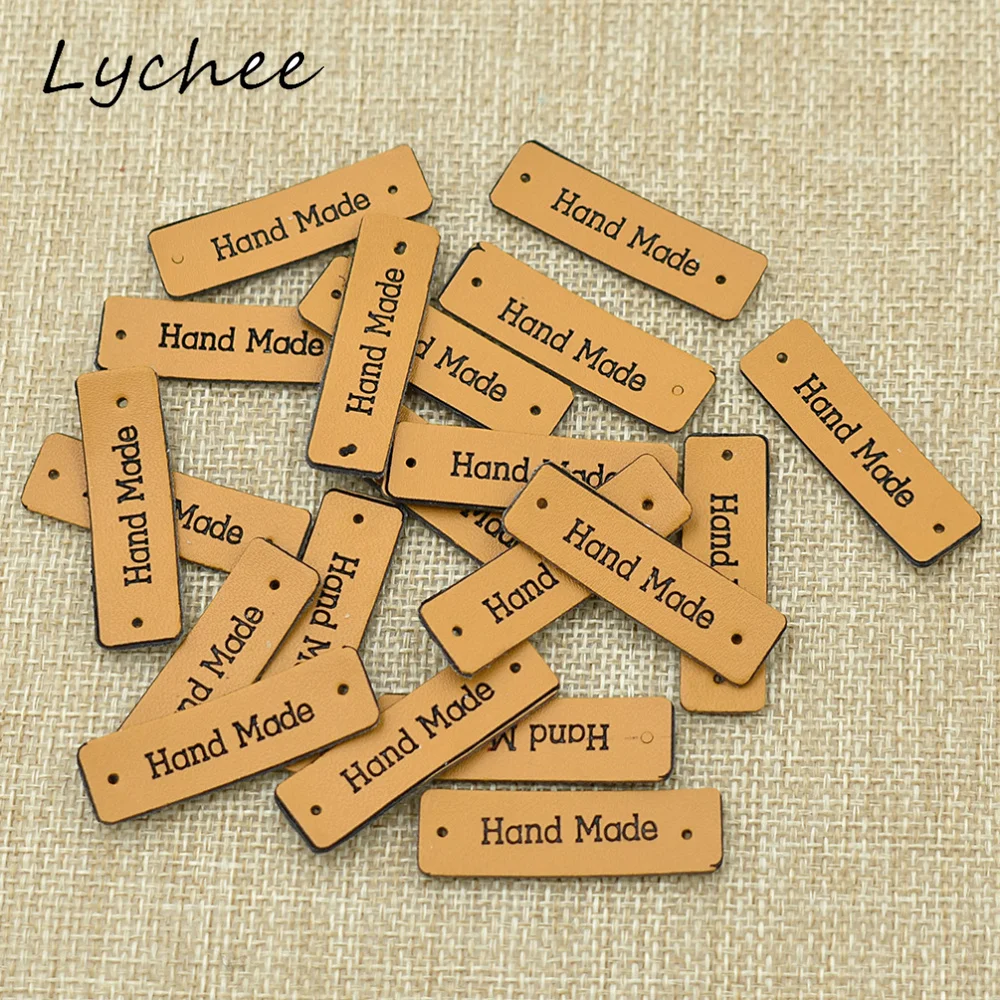 Lychee 20 шт Классические два отверстия искусственная кожа этикетка ручной работы