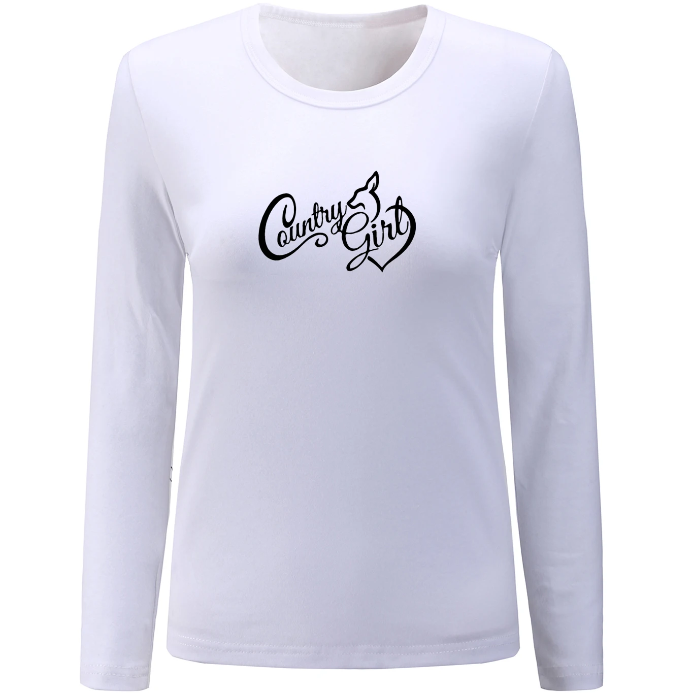 iDzn Women's Country Girl with a Buck head Graphic Long Sleeve T Shirt Spring Autumn Tops Basic Tee Casual T-Shirt for Lady | Женская