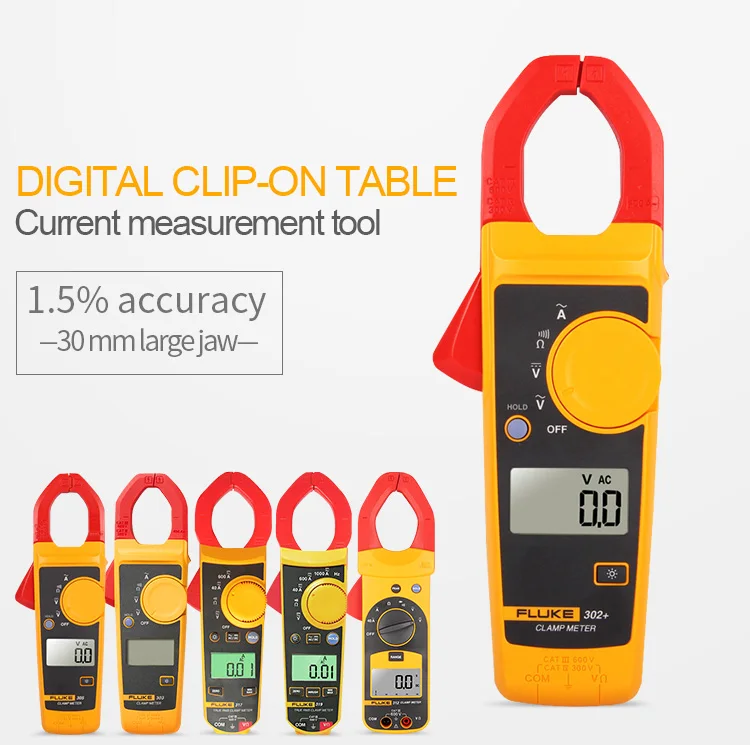 Fluke 302+ цифровой токовый клещи Амперметр тестер сопротивления переменного тока amperimetric зажим мультиметр Ампер