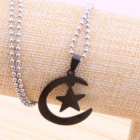 Исламский Аллах нержавеющая сталь Исламская Полумесяца луна и звезды кулон