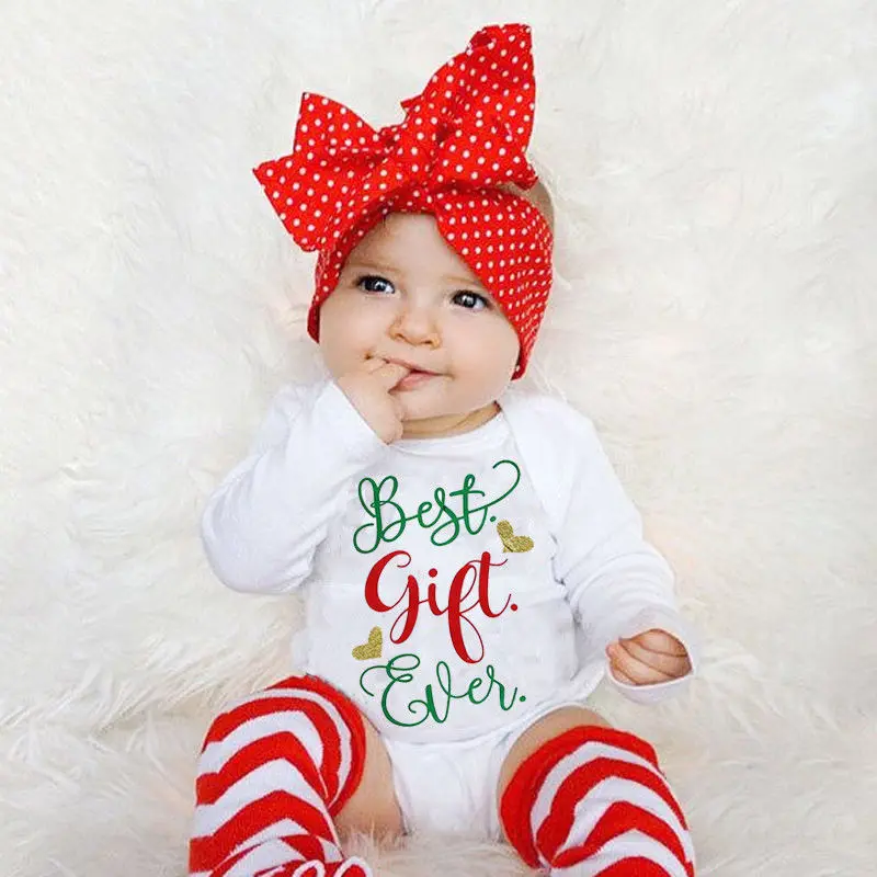 Рождественская одежда для маленьких девочек из 3 предметов Милая малышей