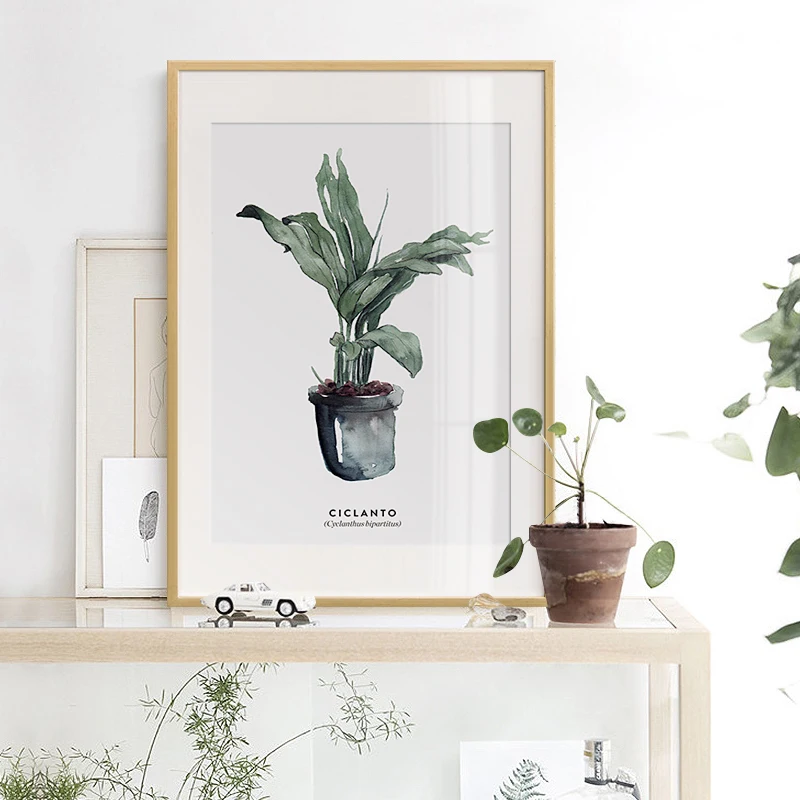 Картина постер на холсте с зелеными листьями растений 07 г|picture wall|print posterart painting |