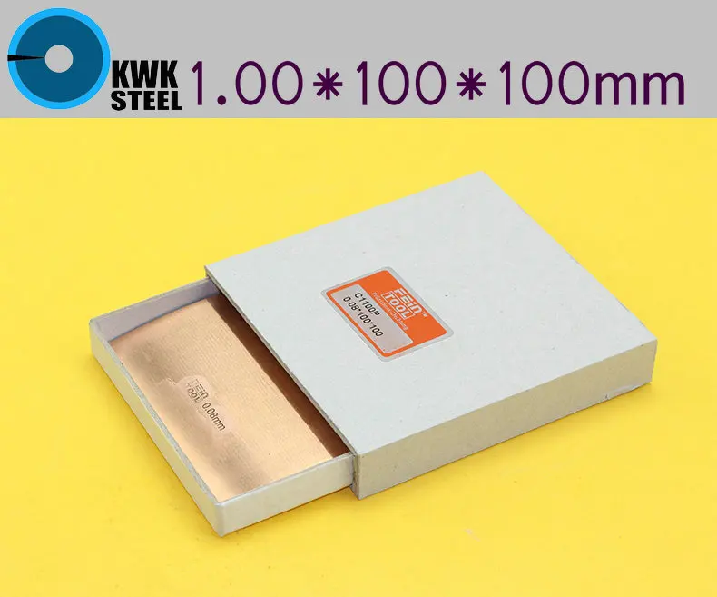 Copper Strips 1.0mm * 100mm *100mm Pure Cu Sheet  Plate High Precision 10pc Pure Copper Made in Germany