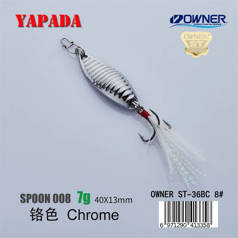 Chrome 7g Feather YAPADA ложка 008 Vermin 5 г/7 г владелец тройной крючок 37-40 мм многоцветный перо металлический цинковый сплав рыболовные приманки для окуня - Цвет: Chrome 7g Feather