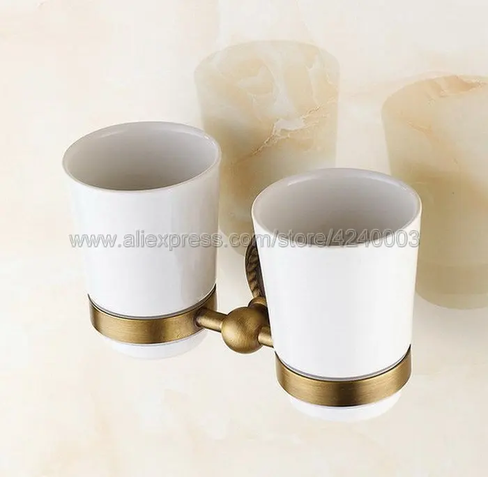Cup Tumbler Holder Античный латунный аксессуар для ванной комнаты, Полка для полотенец, держатель для полотенец, держатель для бумаги, тканевый крючок, аксессуар для ванной комнаты, настенный Kxz005 - Цвет: Cup Tumbler Holder