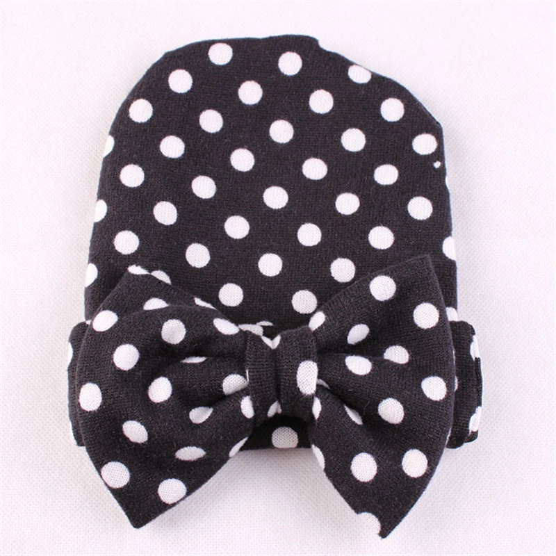 Gorro de algod&oacute;n con estampado Floral para beb&eacute;, gorro de estrella para ni&ntilde;a, gorros con lazo, accesorios para oto&ntilde;o e invierno, novedad-1