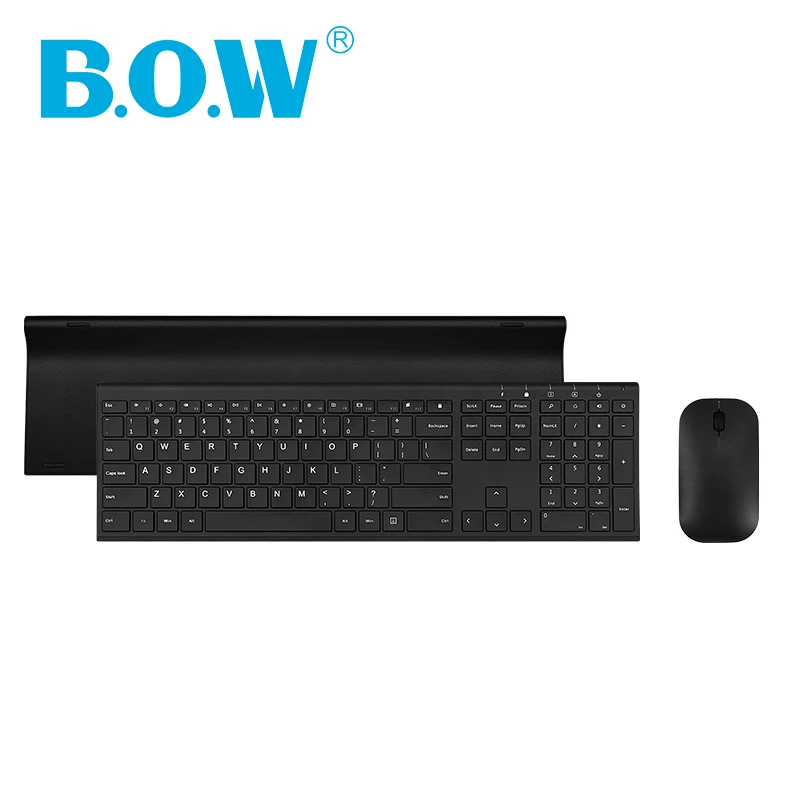 

B.O.W Wireless Keyboard Slim, Recharging Keybaord Metal Ultra thin 2.4Ghz 110 keys Keyboard Kits with Nano USB Receiver