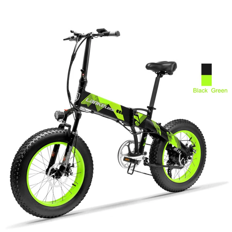 Black green 20 дюймов жира для е-байка снег Электрический велосипед 48V500W складной Электрический горный велосипед Скрытая литиевая батарея диапазон в переменного тока, 50-100 км гибридный - Цвет: Black green