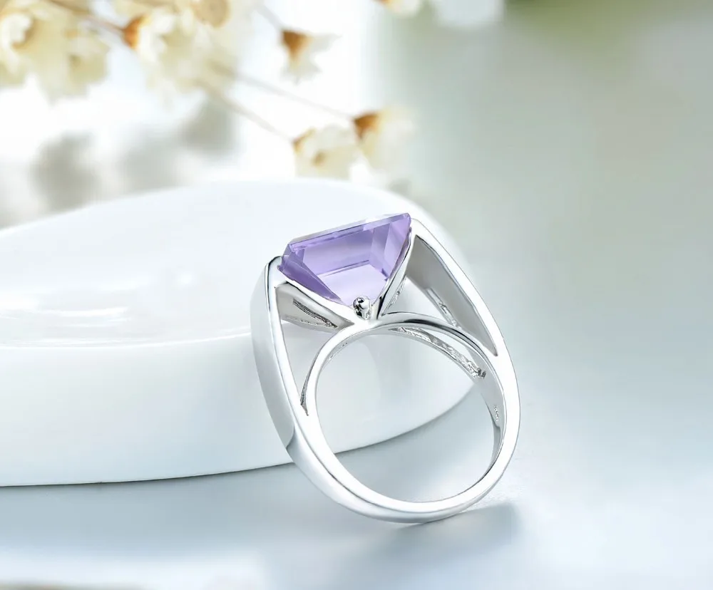 Hutang натуральный 7.5ct аметист драгоценный камень твердый 925 пробы Серебряное кольцо изящный камень ювелирные изделия Леди Женщины подарок камень рождения новое поступление