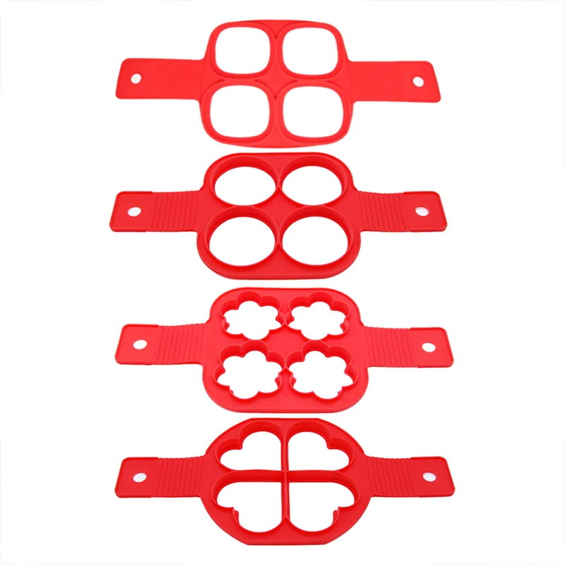 4Holes Round/Square/Heart/Flower Shaped Silicone Pancake Maker DIY Egg Ring Nonstick Omelette Mold Bakeware Tools | Дом и сад