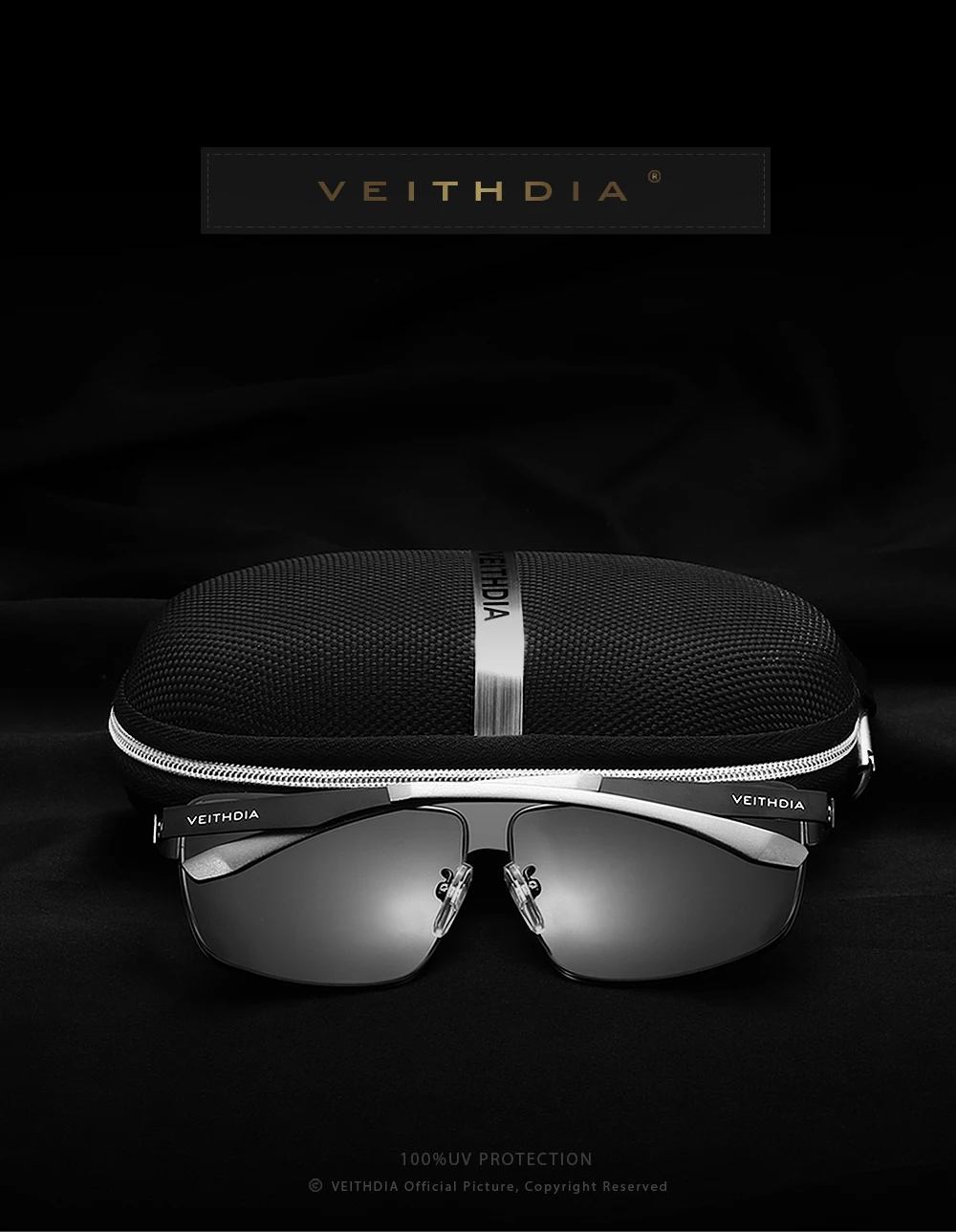 Мужские солнцезащитные очки VEITHDIA, винтажные прямоугольные очки из нержавеющей стали и алюминия, с поляризационными стеклами, степень защиты UV400, модель 2492